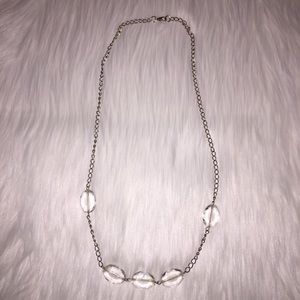 Silver necklace with clear beading
